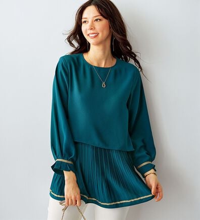 BELLUNA（ベルーナ）の「【Ｌａｇｒｉｌｕａ】配色ライン使いレイヤード風ブラウス（ブラウス）」