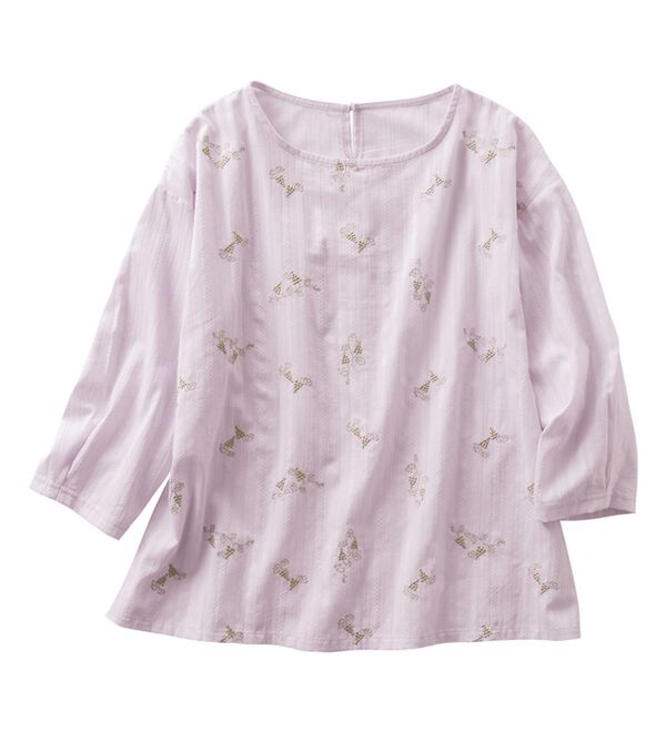 Viola e Viola（ヴィオラ エ ヴィオラ）の「ぶどう刺しゅうタック袖ブラウス（ブラウス）」｜詳細画像