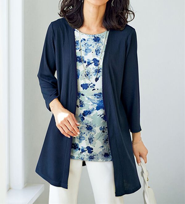 BELLUNA（ベルーナ）の「夏の旅行にはひんやりが嬉しい！重ねデザインプルオーバー（カットソー）」｜ネイビー系