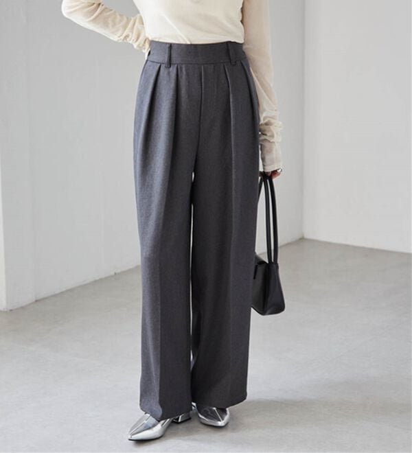 RANAN（ラナン）の「ウール調２タックワイドパンツ（フルレングスパンツ）」｜詳細画像