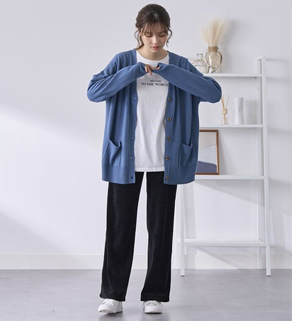 BELLUNA（ベルーナ）の「綺麗見えベロアワイドパンツ（フルレングスパンツ）」｜詳細画像