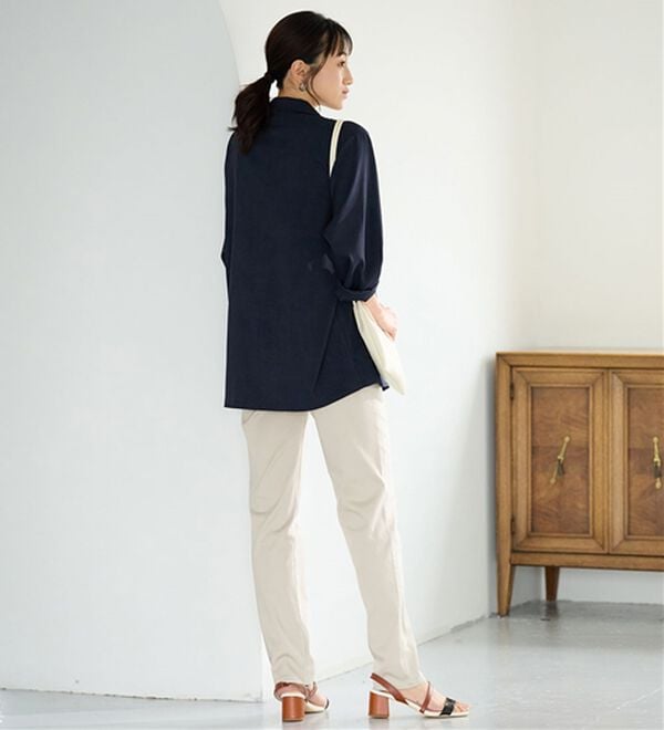 BELLUNA（ベルーナ）の「サラリ速乾！綿サテンストレッチカラーパンツ（フルレングスパンツ）」｜詳細画像