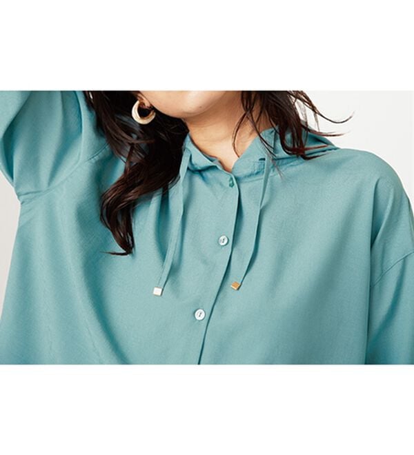 BELLUNA（ベルーナ）の「シアー素材フードデザインシャツ（シャツ）」｜詳細画像