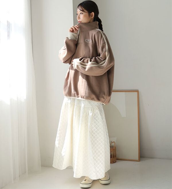 A HAPPY MARILYN（アハッピーマリリン）の「【Ｌ～６Ｌ】【ハピぽか裏起毛】ライン使いハーフＺＩＰスウェット 毛玉になりにくい（トレーナー・スウェット）」｜詳細画像