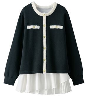 BELLUNA（ベルーナ）の「配色カーデチュニックアンサンブル（アンサンブル）」｜黒系