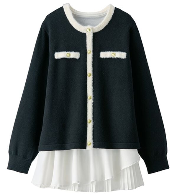 BELLUNA（ベルーナ）の「配色カーデチュニックアンサンブル（アンサンブル）」｜黒系