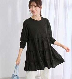 alotta（アロッタ）の「ゆったり綿混ティアードチュニック（チュニック）」｜ブラック