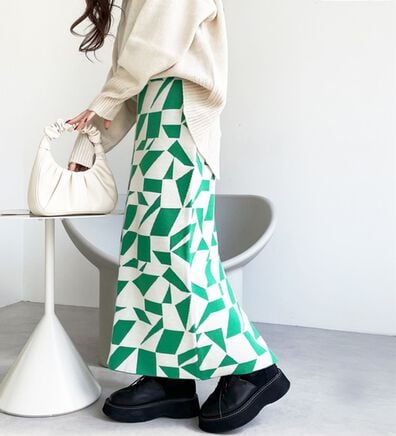 GeeRA（ジーラ）の「ジャカードニットナロースカート（ロングスカート）」