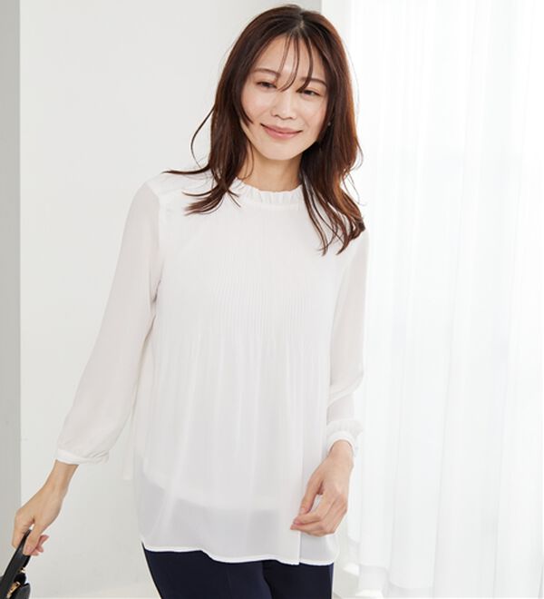 BELLUNA（ベルーナ）の「【新色追加】〈セレモニースタイル〉細プリーツデザインブラウス（ブラウス）」｜詳細画像