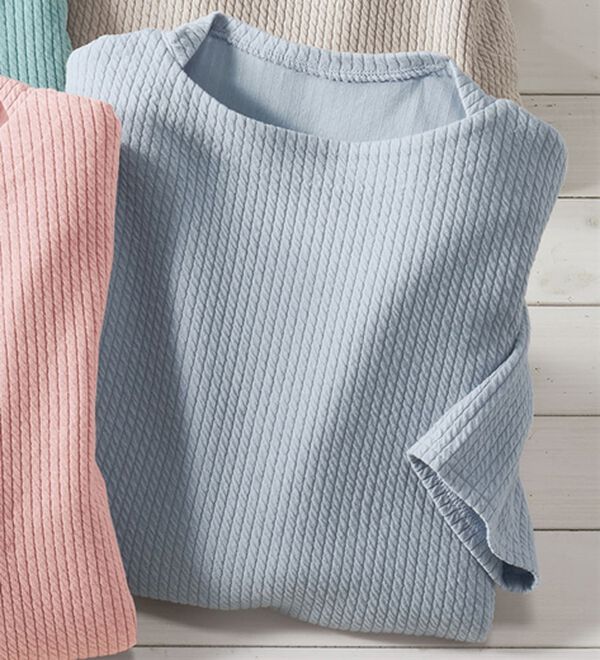 BELLUNA（ベルーナ）の「テンセル（ＴＭ）繊維混ストレッチプルオーバー（カットソー）」｜サックス