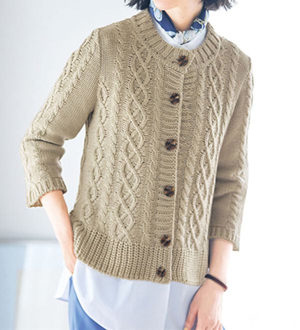 VINNO（ヴィノ）の「＜日本製＞ケーブルニットカーディガン（ニットカーディガン）」｜詳細画像