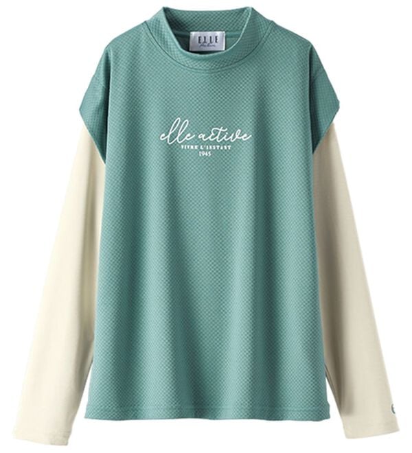 BELLUNA（ベルーナ）の「＜ＥＬＬＥ　Ａｃｔｉｖｅ＞メッシュ素材重ね着風プルオーバー（カットソー）」｜詳細画像