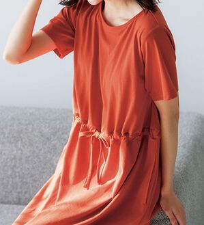 LAVIENNE（ラヴィエンヌ）の「カップ付ワンピース（カットソーワンピース）」｜オレンジ