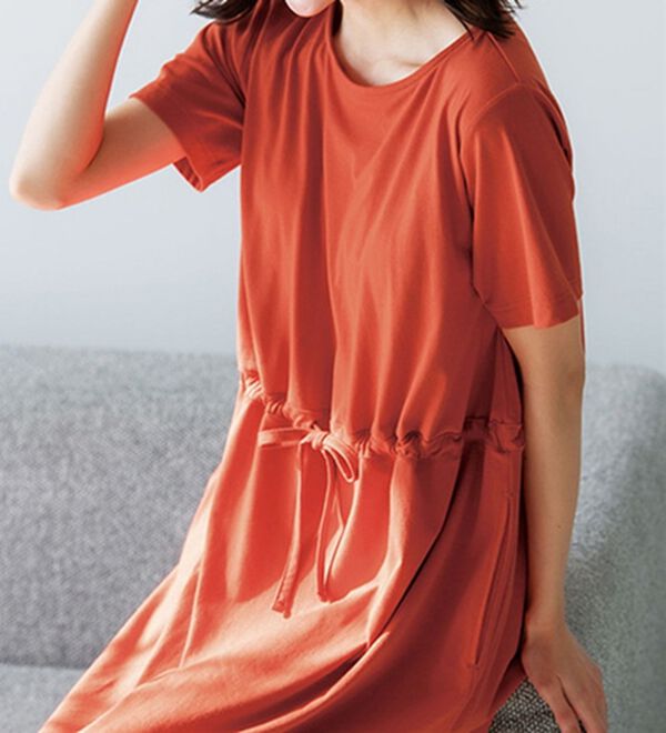 LAVIENNE（ラヴィエンヌ）の「カップ付ワンピース（カットソーワンピース）」｜オレンジ