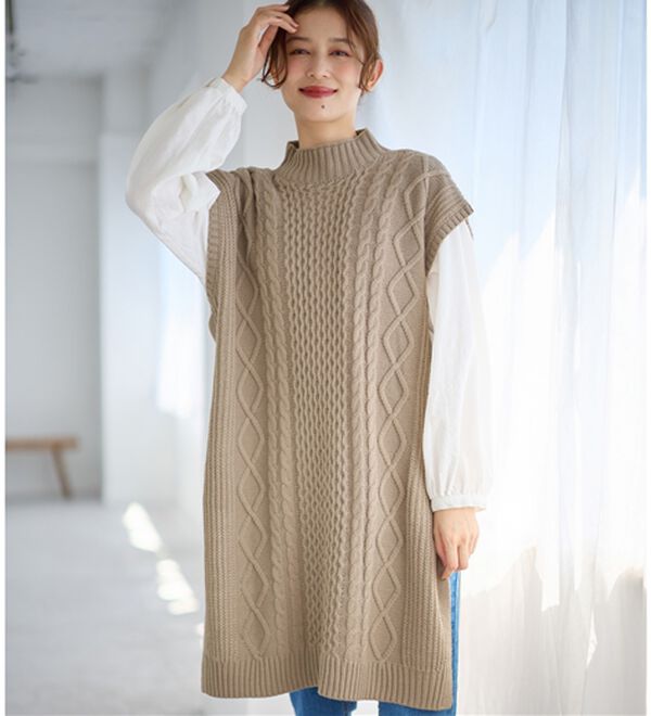 Viola e Viola（ヴィオラ エ ヴィオラ）の「ロングニットベスト（ベスト）」｜詳細画像