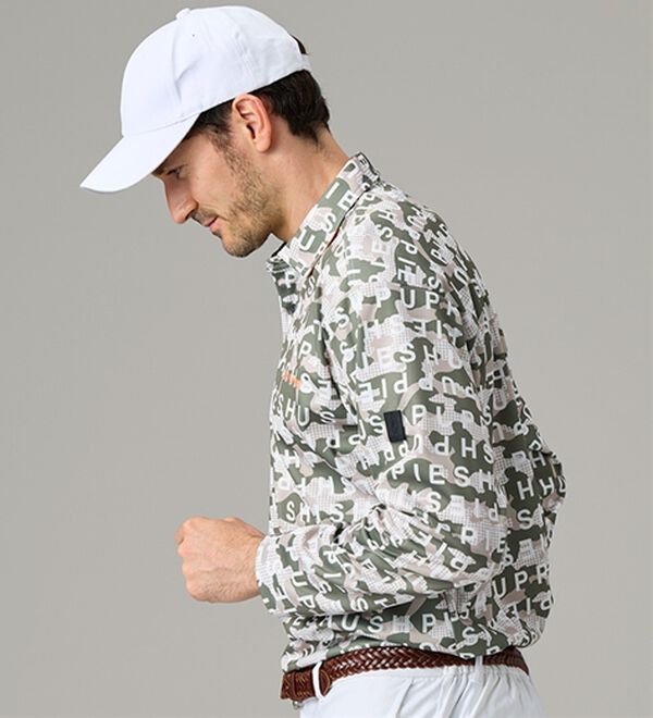 「＜ハッシュパピー・ゴルフ＞ドライタッチ総柄ポロシャツ（メンズポロシャツ）」｜詳細画像