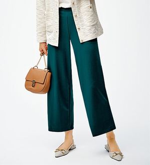 BELLUNA（ベルーナ）の「ぐんぐん伸びてラク！ジャカードワイドパンツ（ワイドパンツ・ガウチョ）」｜ターコイズ