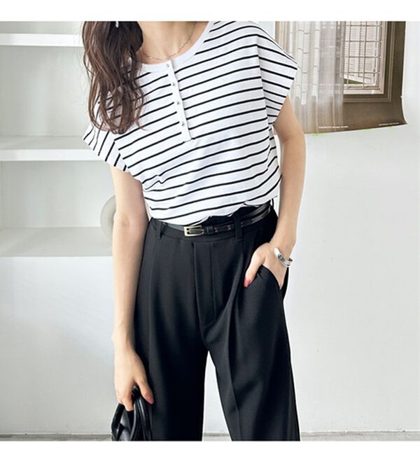 GeeRA（ジーラ）の「綿１００％前後２ＷＡＹシルケットフレンチスリーブカットソー（Tシャツ）」｜詳細画像