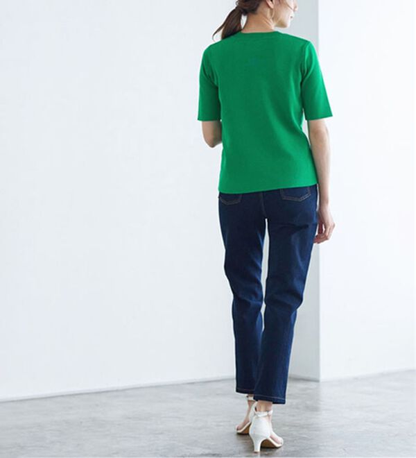 Pierrot（ピエロ）の「【洗濯機で洗える】多機能ニット５分袖トップス（ニット・セーター）」｜詳細画像