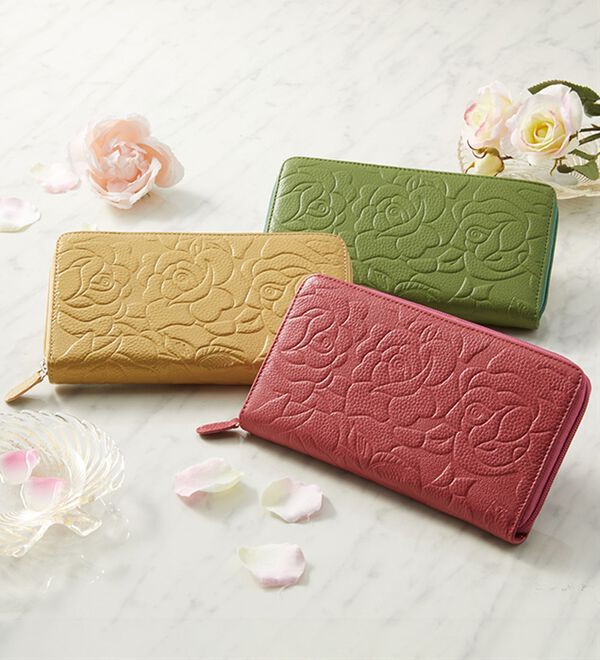 「開運　華やか風水バラの型押し本革財布（財布・パスケース）」｜詳細画像