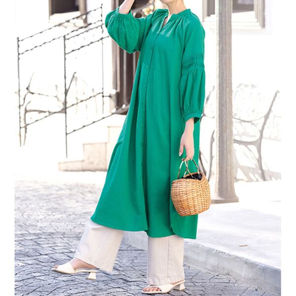 RANAN（ラナン）の「綿１００％袖タックチュニックワンピース（その他ワンピース）」｜詳細画像