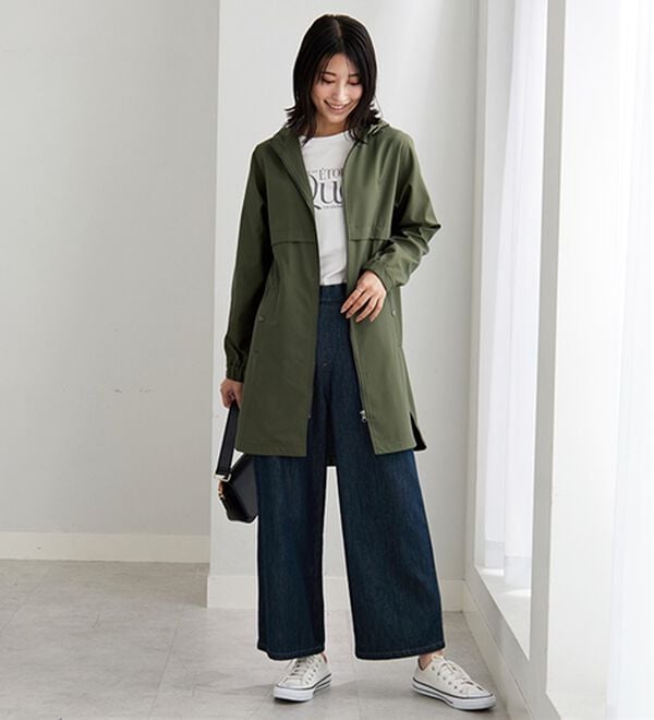 BELLUNA（ベルーナ）の「はっ水加工ボンディング素材ロング丈パーカー（ハーフコート）」｜詳細画像