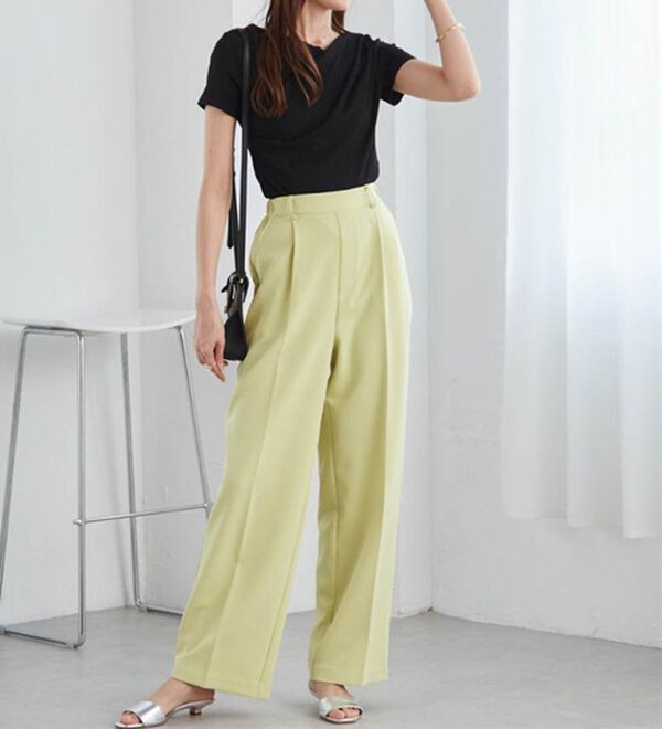 RANAN（ラナン）の「【選べる２丈】機能付！美脚シルエットセンタープレスワイドパンツ（フルレングスパンツ）」｜詳細画像