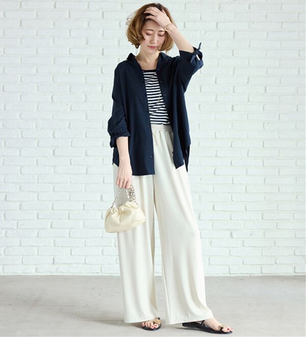 BELLUNA（ベルーナ）の「【吸水速乾】イージーケア！袖リボンシャツチュニック（チュニック）」｜詳細画像