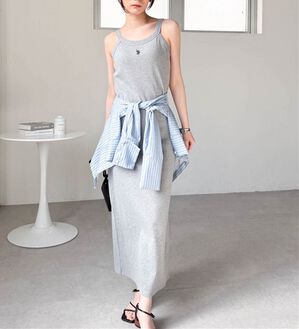 RANAN（ラナン）の「＜U.S.POLO ASSN.＞カップ付アメスリリブワンピース（カットソーワンピース）」｜グレー