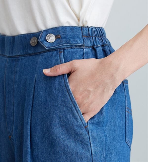 BELLUNA（ベルーナ）の「やわらかデニム素材ボタン使いワイドパンツ（ワイドパンツ・ガウチョ）」｜詳細画像