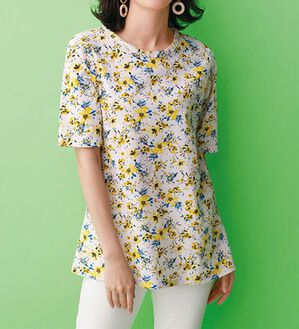 BELLUNA（ベルーナ）の「涼やか強撚綿１００％プリントプルオーバー（カットソー）」｜詳細画像