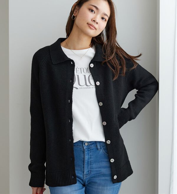 BELLUNA（ベルーナ）の「ふんわり衿付ニットカーディガン（ニットカーディガン）」｜詳細画像