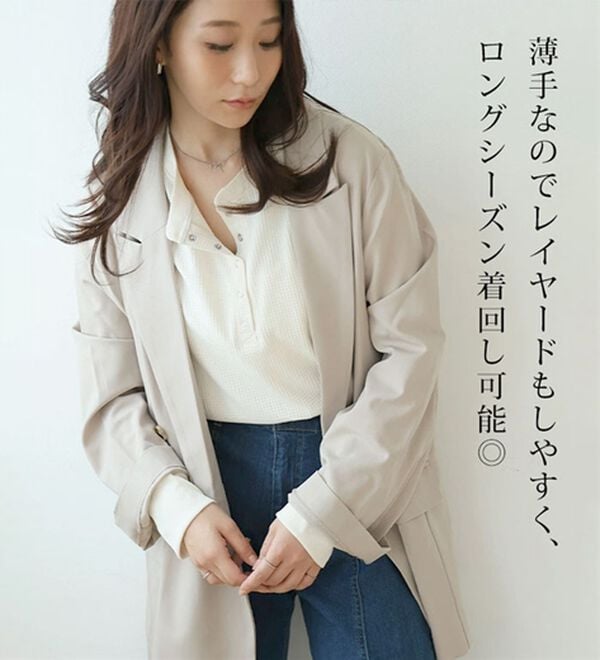 A HAPPY MARILYN（アハッピーマリリン）の「【大きいサイズ】【Ｌ～８Ｌ】着心地さらり　エアドライワッフルヘンリーネックロンＴ（Tシャツ）」｜詳細画像