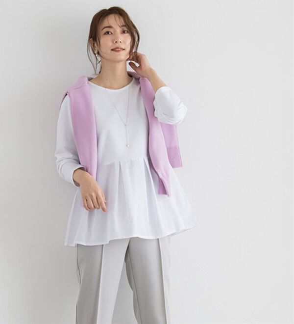 Pierrot（ピエロ）の「ライトスウェットタックデザインプルオーバー（カットソー）」｜詳細画像