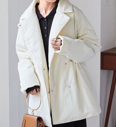 RANAN（ラナン）の「テーラードカラー中わたジャケット（ハーフコート）」