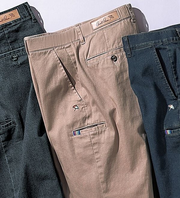 「＜アーノルド　パーマー＞デニム＆チノから選べる定番ストレッチパンツ（メンズフルレングスパンツ）」｜ベージュ(チノ)