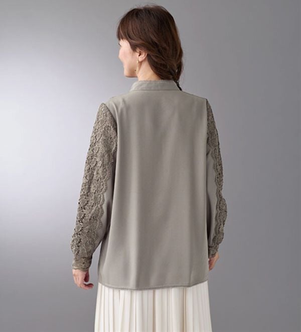ケミカルレース使い立衿デザインブラウス - ベルーナ【公式】