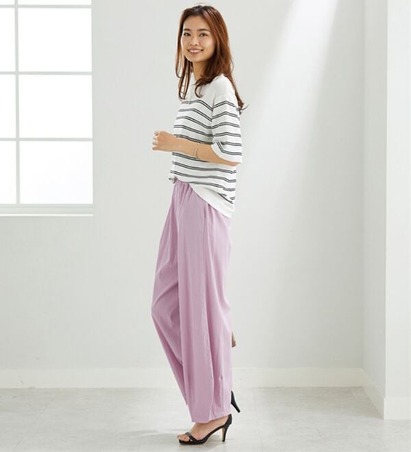 BELLUNA（ベルーナ）の「サラリ快適！ビンテージ調カーブパンツ（ワイドパンツ・ガウチョ）」｜詳細画像