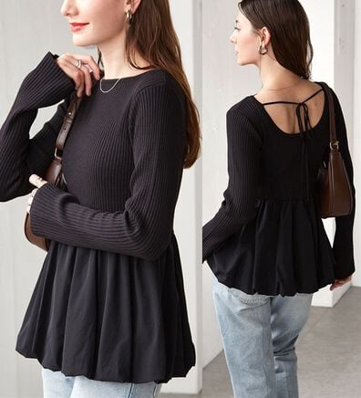 RANAN（ラナン）の「裾バルーンドッキングリブニット（ニット・セーター）」