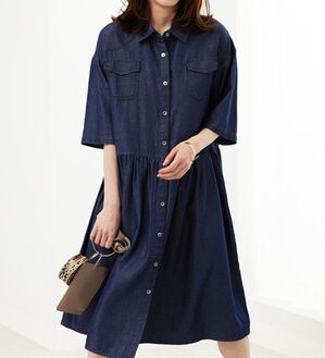 BELLUNA（ベルーナ）の「【Ｌａｇｒｉｌｕａ】ギャザー使いデニムシャツワンピース（シャツワンピース）」｜インディゴ