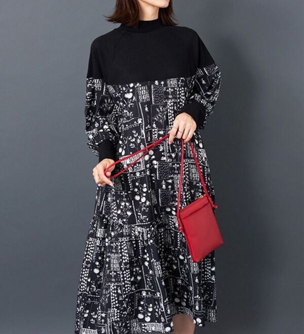 BELLUNA（ベルーナ）の「【Ｌａｇｒｉｌｕａ】ニット切替プリントワンピース（プリントワンピース）」｜詳細画像