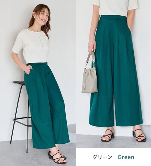 なぎページ 楽ちんきれい美脚ワイドパンツ 大きいサイズ レディース 270790