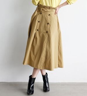 RANAN（ラナン）の「ナイロン素材トレンチフレアースカート（ロングスカート）」｜ベージュ