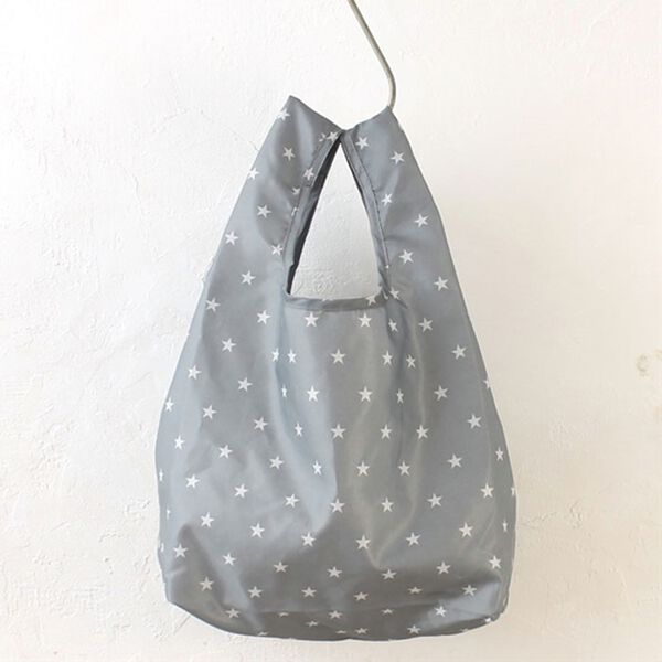 「はっ水マチ広コンパクトエコバッグ（エコバッグ）」｜スター／グレー