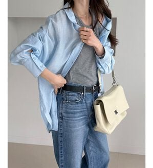 GeeRA（ジーラ）の「アソート柄オーバーサイズシャツ（シャツ）」｜シアーブルー