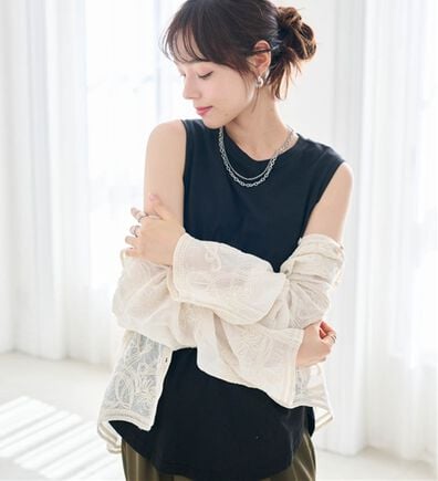 RANAN（ラナン）の「ひんやり！＜BC＞綿100％タンクトップ【選べる着丈】（カットソー）」