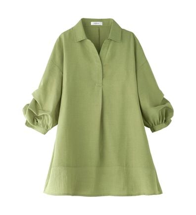 BELLUNA（ベルーナ）の「麻調素材袖タックデザインシャツチュニック（チュニック）」