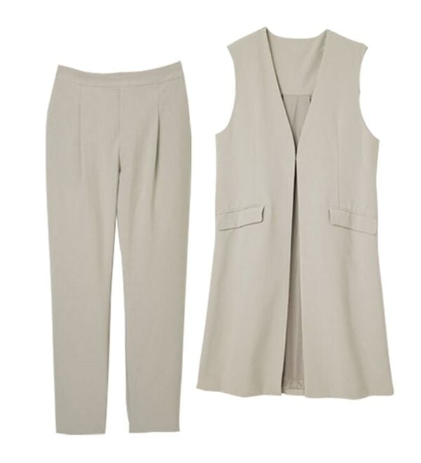 RANAN（ラナン）の「【２点セット】防シワ！ロングジレセットアップ（パンツスーツ）」｜詳細画像