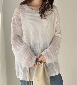 GeeRA（ジーラ）の「モヘアライクシアーオーバーニット（ニット・セーター）」｜オフホワイト