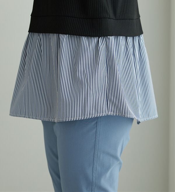 BELLUNA（ベルーナ）の「衿付きVネック異素材切替チュニック（チュニック）」｜詳細画像